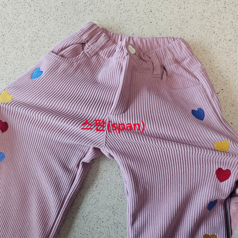 Firstblue - Korean Children Fashion - #toddlerclothing - Heart Embroidery Corduroy Pants - 3
