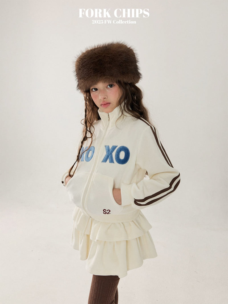 Fork Chips - Korean Children Fashion - #Kfashion4kids - XO Velour Zip-Up - 7