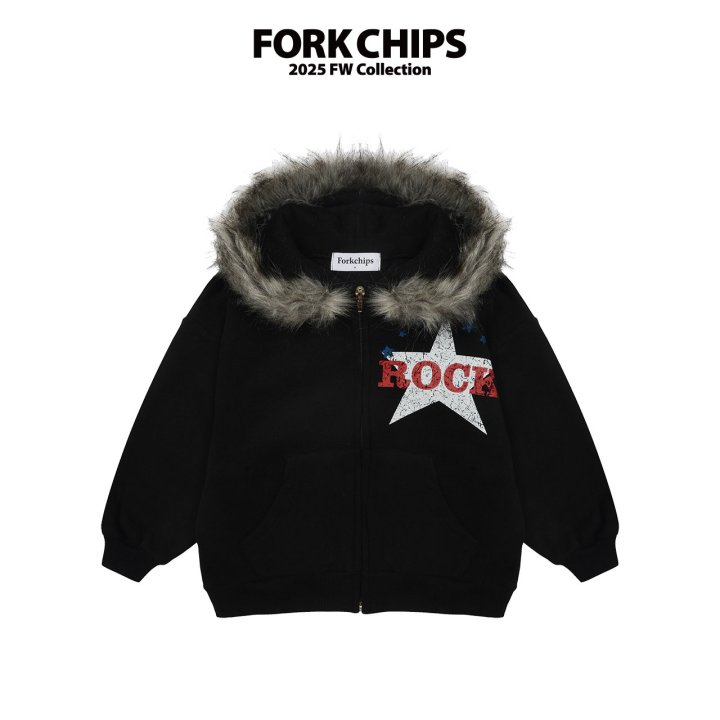 Fork Chips - Korean Children Fashion - #Kfashion4kids - Rockstar Hoodie Zip-Up
