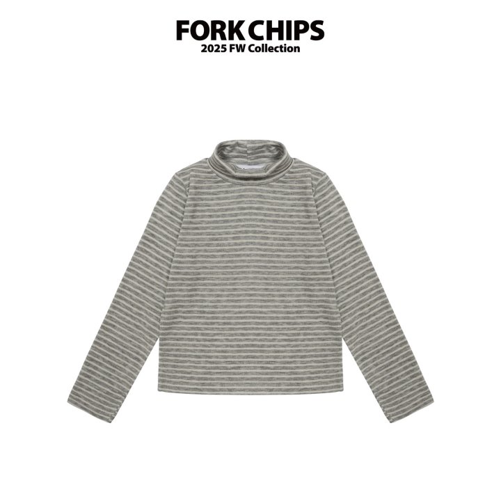 Fork Chips - Korean Children Fashion - #Kfashion4kids - Butter Stripe Turtleneck Tee - 2