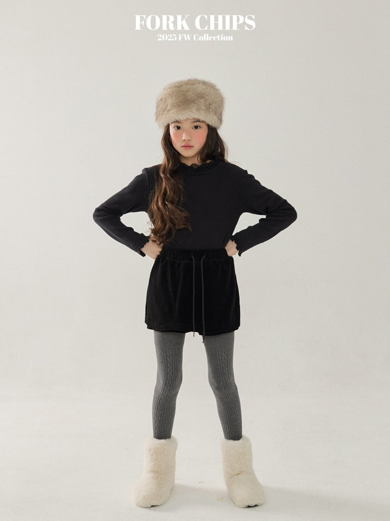 Fork Chips - Korean Children Fashion - #fashionkids - Friends Velour Skirt - 8