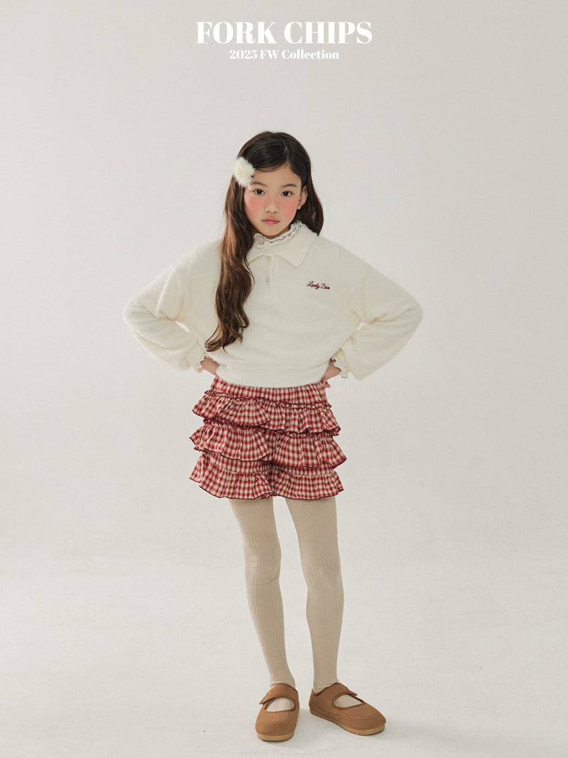 Fork Chips - Korean Children Fashion - #fashionkids - Cherry Tiered Skirt Pants - 7