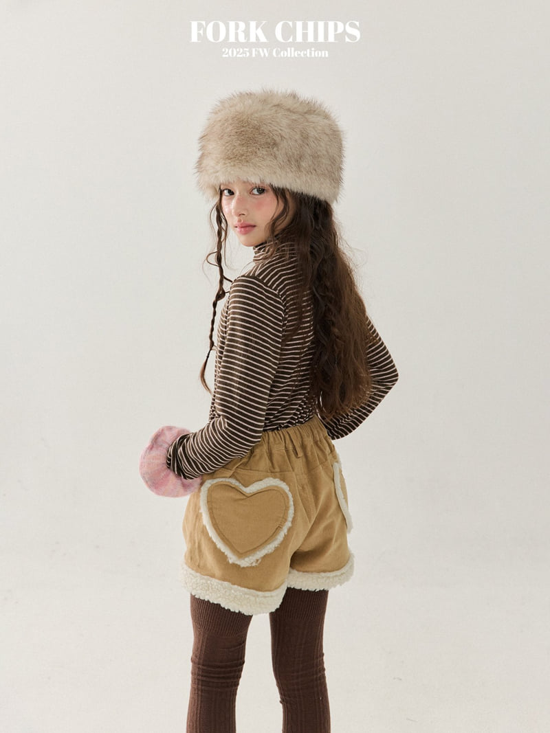 Fork Chips - Korean Children Fashion - #fashionkids - Fuzzy Heart Shorts - 6