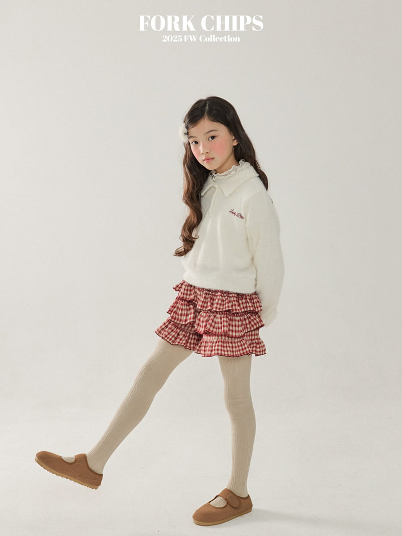 Fork Chips - Korean Children Fashion - #kidsshorts - Cherry Tiered Skirt Pants - 8