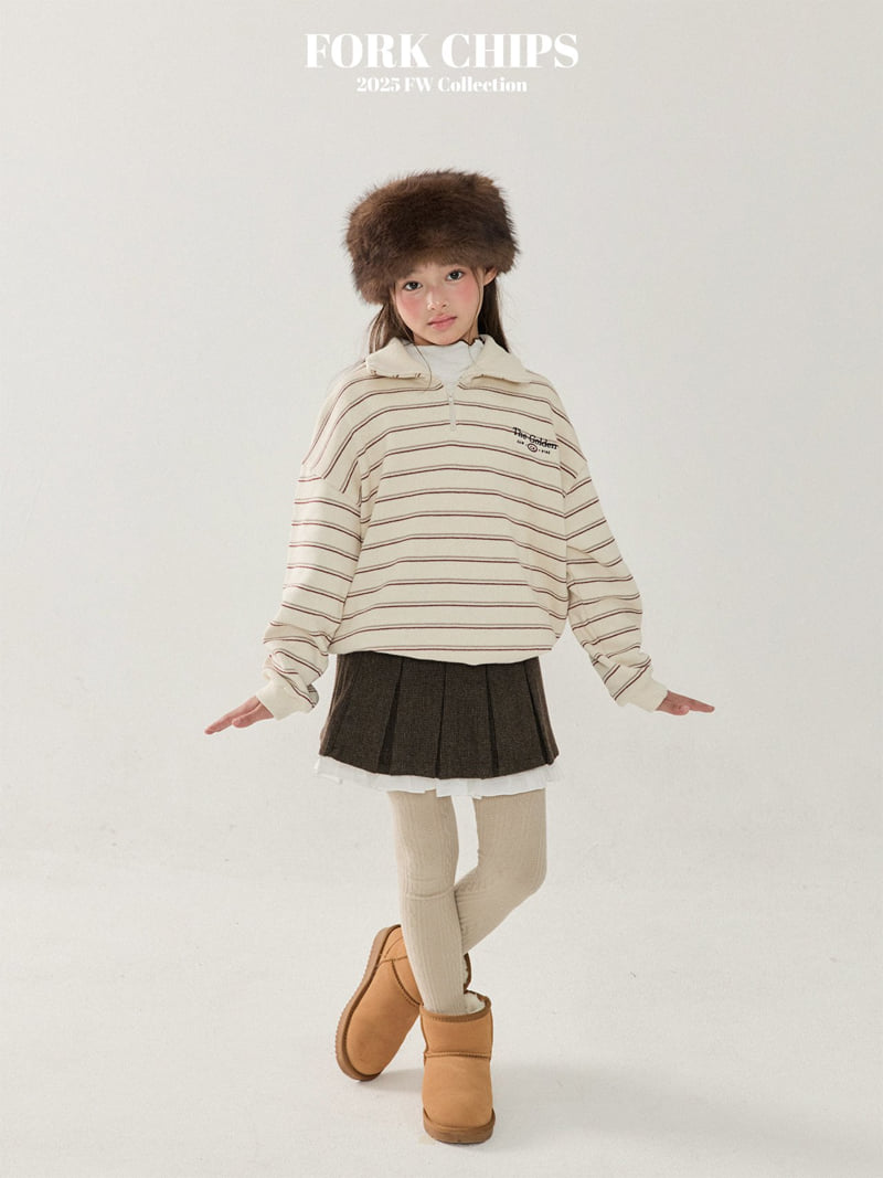 Fork Chips - Korean Children Fashion - #kidsstore - Golden Striped Half Zip-Up - 10