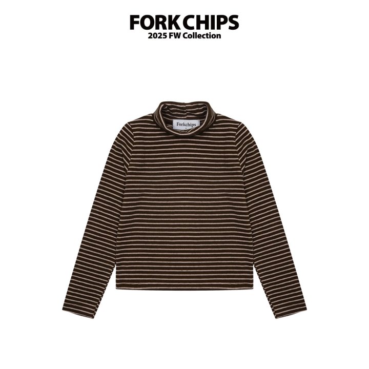 Fork Chips - Korean Children Fashion - #kidzfashiontrend - Butter Stripe Turtleneck Tee