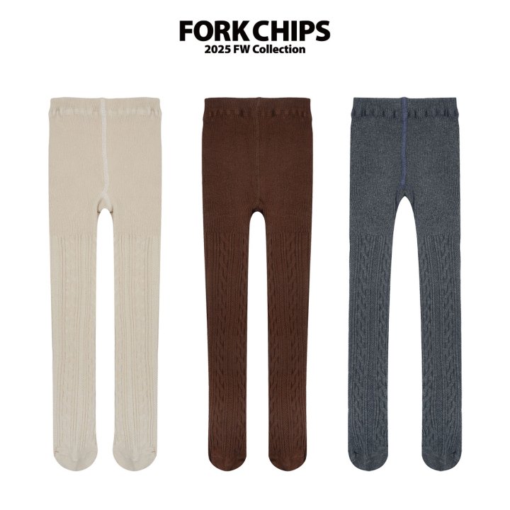 Fork Chips - Korean Children Fashion - #littlefashionista - Loro Knit Tights