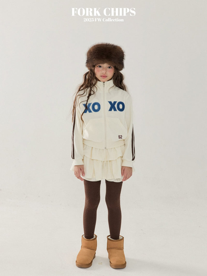 Fork Chips - Korean Children Fashion - #littlefashionista - XO Velour Zip-Up - 8