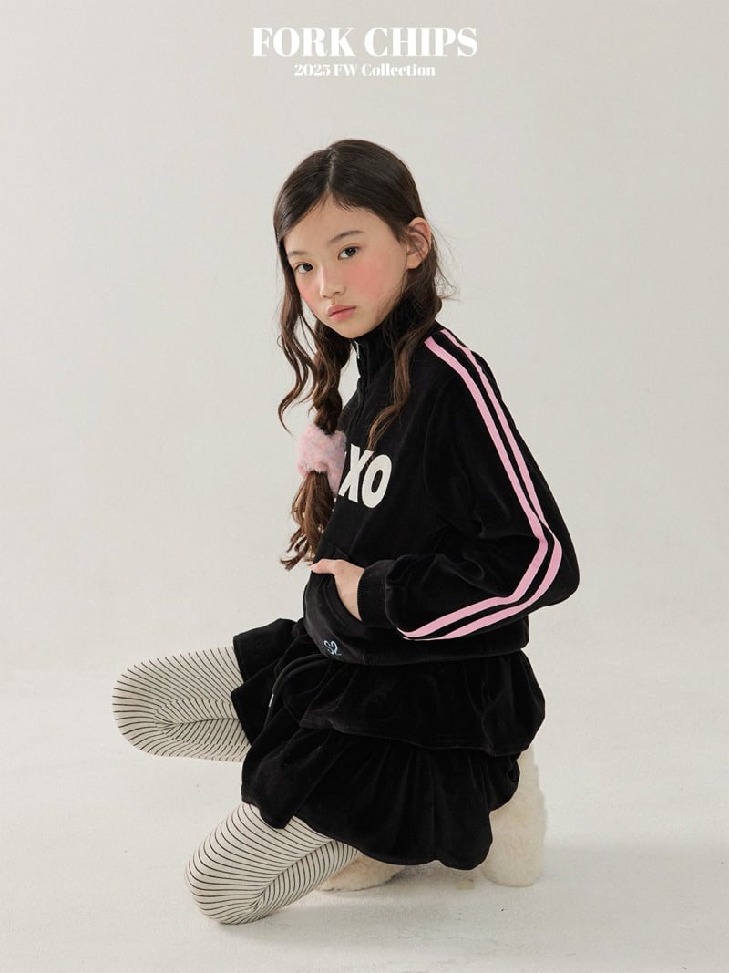 Fork Chips - Korean Children Fashion - #minifashionista - XO Velour Zip-Up - 10