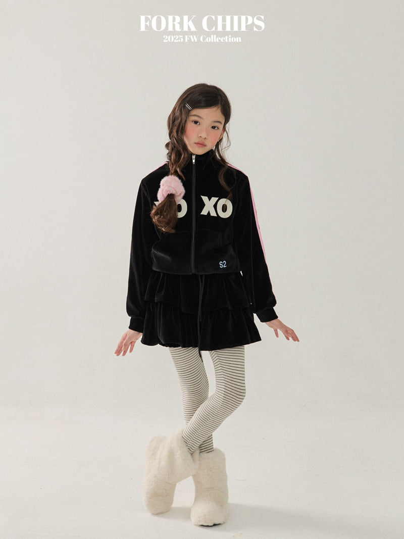 Fork Chips - Korean Children Fashion - #prettylittlegirls - XO Velour Zip-Up - 11