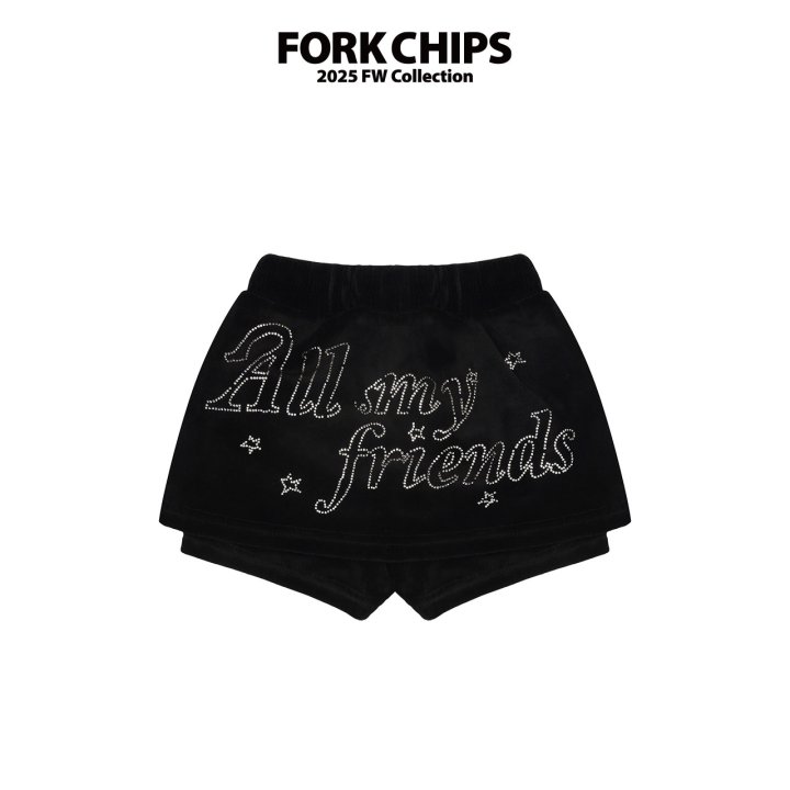 Fork Chips - Korean Children Fashion - #todddlerfashion - Friends Velour Skirt