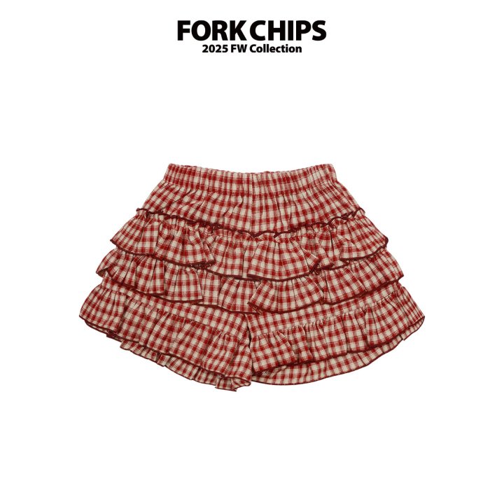 Fork Chips - Korean Children Fashion - #toddlerclothing - Cherry Tiered Skirt Pants