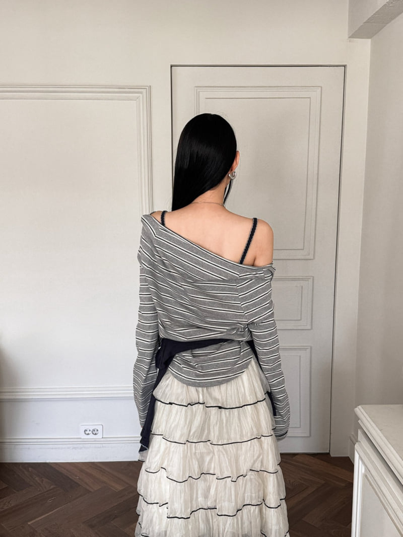 Foundation - Korean Women Fashion - #momslook - Peach Off Shoulder Tee - 6