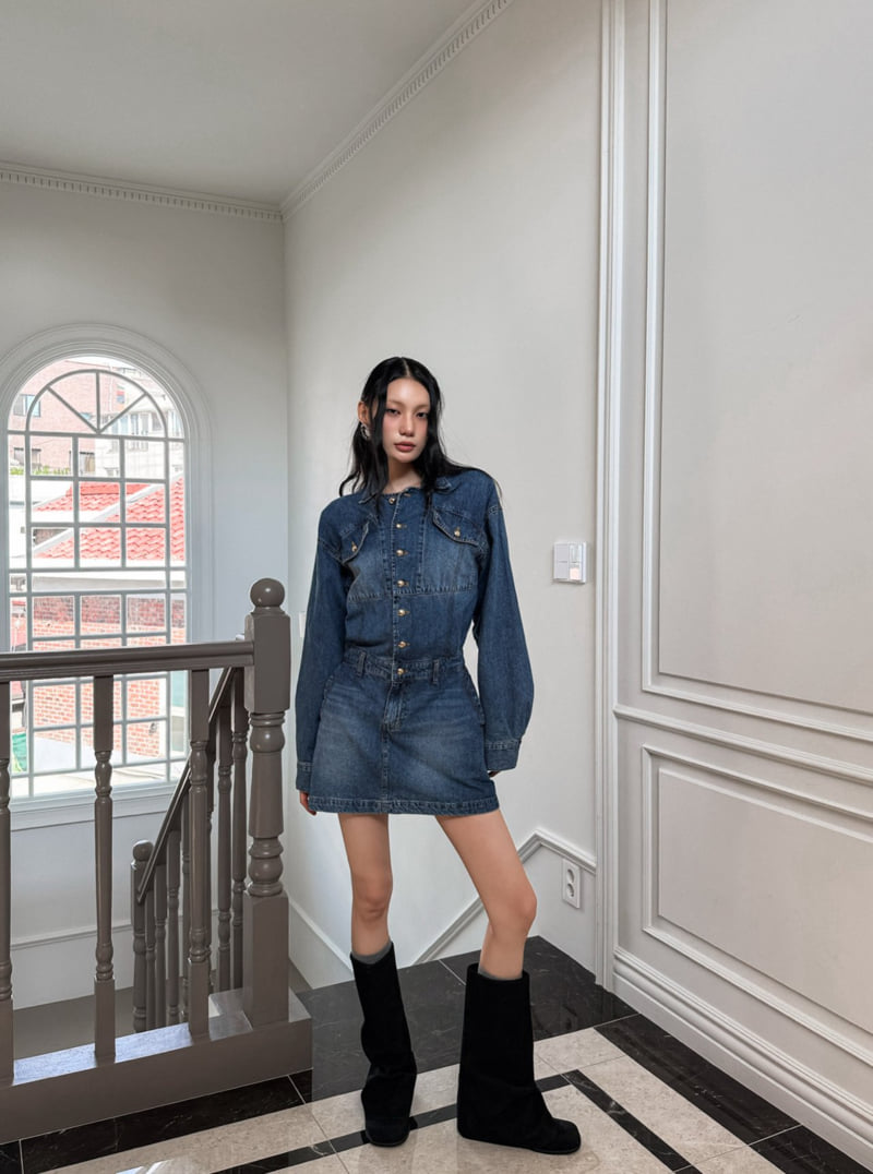 Foundation - Korean Women Fashion - #momslook - Lauren Denim One-Piece - 7