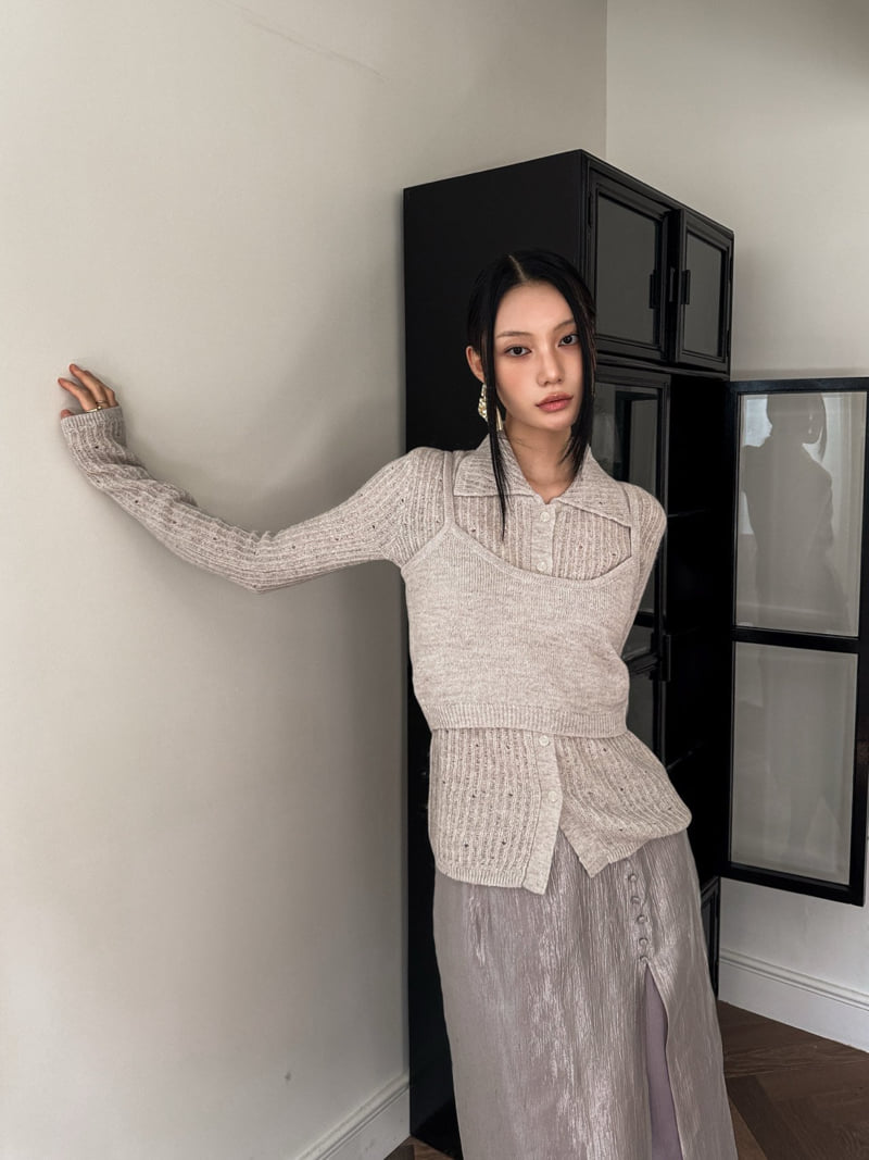Foundation - Korean Women Fashion - #momslook - Damage Set (Top+Cardigan) - 4