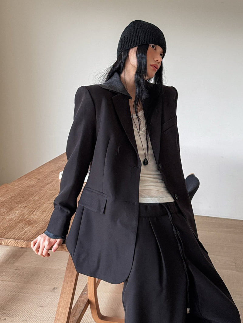 Foundation - Korean Women Fashion - #momslook - Cigarette Blazer Jacket (Detachable Collar) - 11