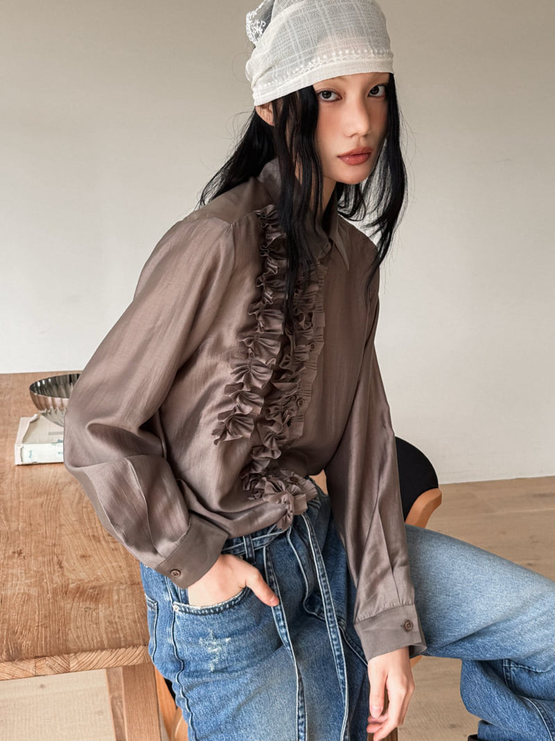 Foundation - Korean Women Fashion - #momslook - Rose Shirring Blouse - 6