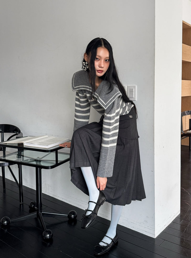Foundation - Korean Women Fashion - #momslook - Urban Sailor Buckle Knit - 10