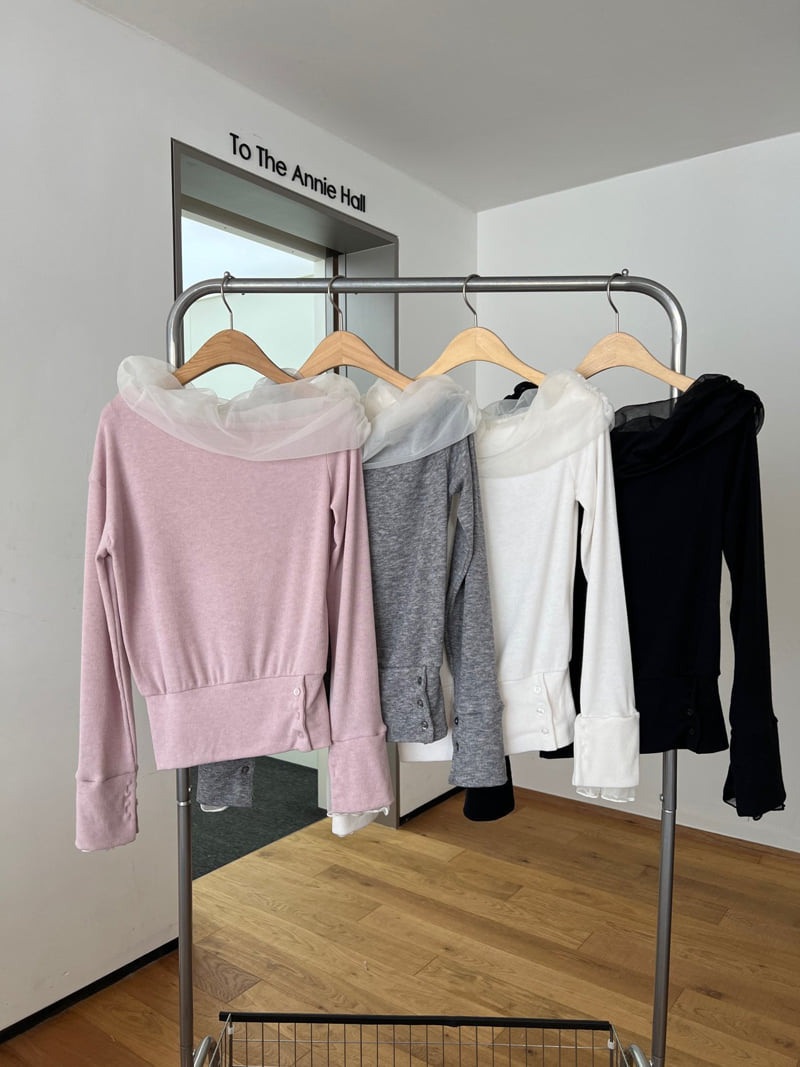 Foundation - Korean Women Fashion - #restrostyle - Mute Mesh Off-Shoulder Tee