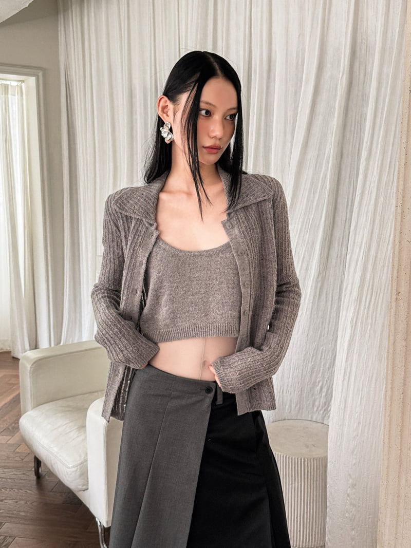 Foundation - Korean Women Fashion - #romanticstyle - Damage Set (Top+Cardigan) - 11