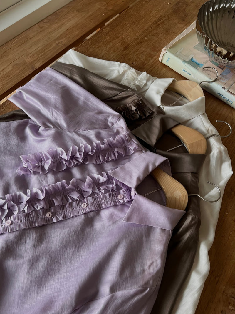 Foundation - Korean Women Fashion - #romanticstyle - Rose Shirring Blouse - 2