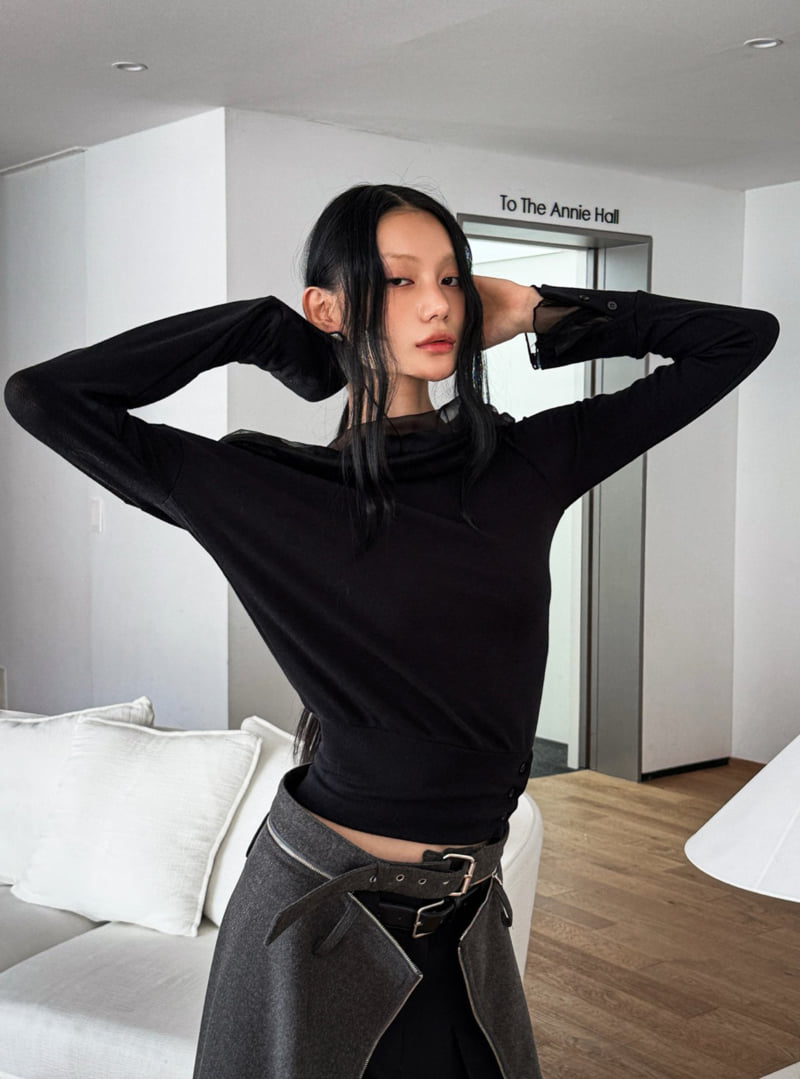Foundation - Korean Women Fashion - #romanticstyle - Mute Mesh Off-Shoulder Tee - 2