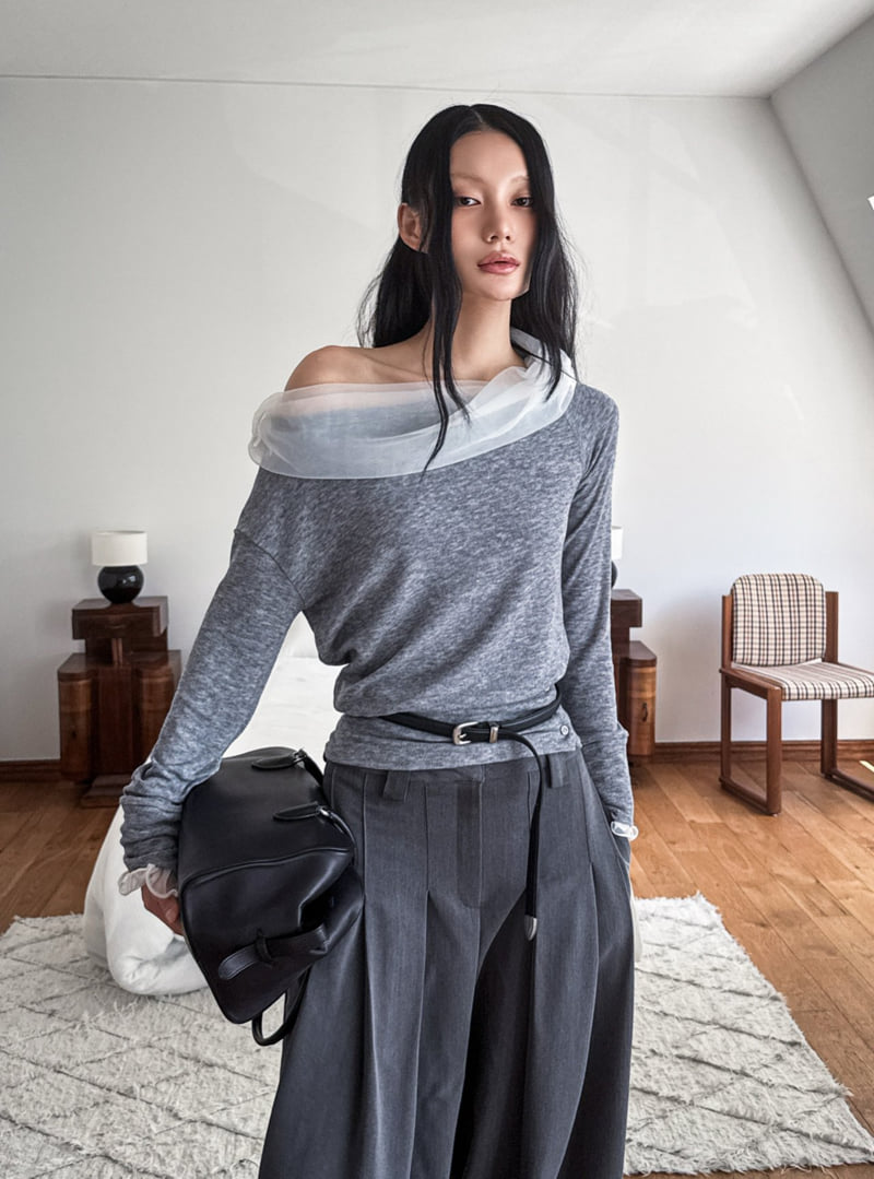 Foundation - Korean Women Fashion - #thelittlethings - Mute Mesh Off-Shoulder Tee - 5