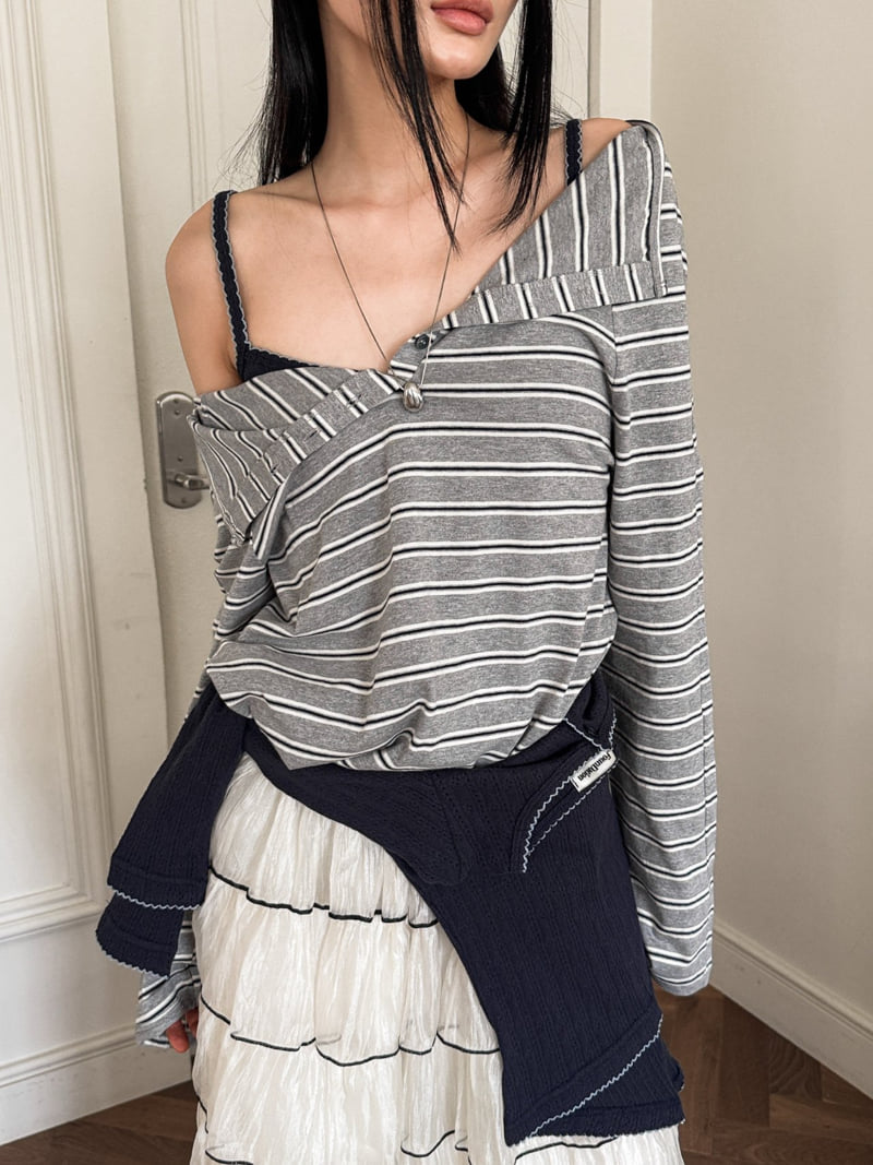 Foundation - Korean Women Fashion - #womensfashion - Peach Off Shoulder Tee - 5