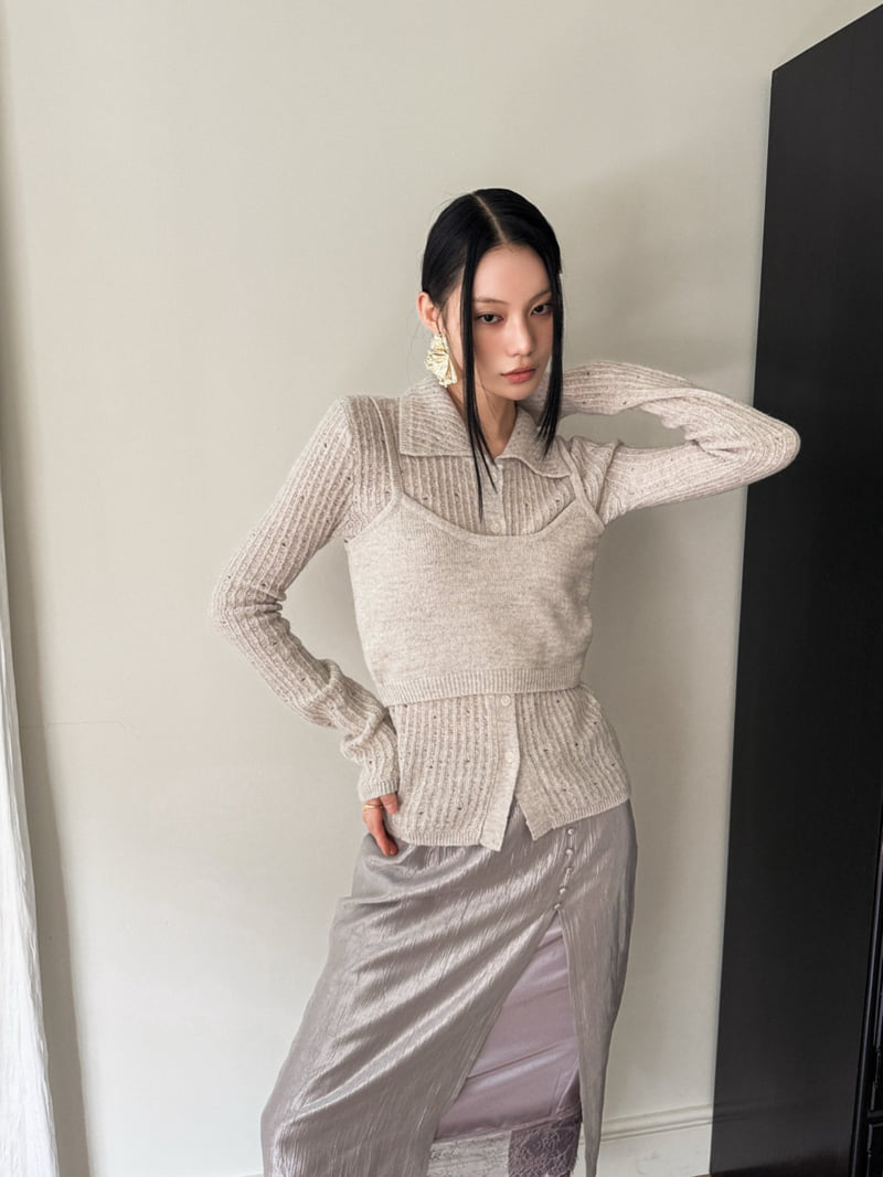 Foundation - Korean Women Fashion - #womensfashion - Damage Set (Top+Cardigan) - 6