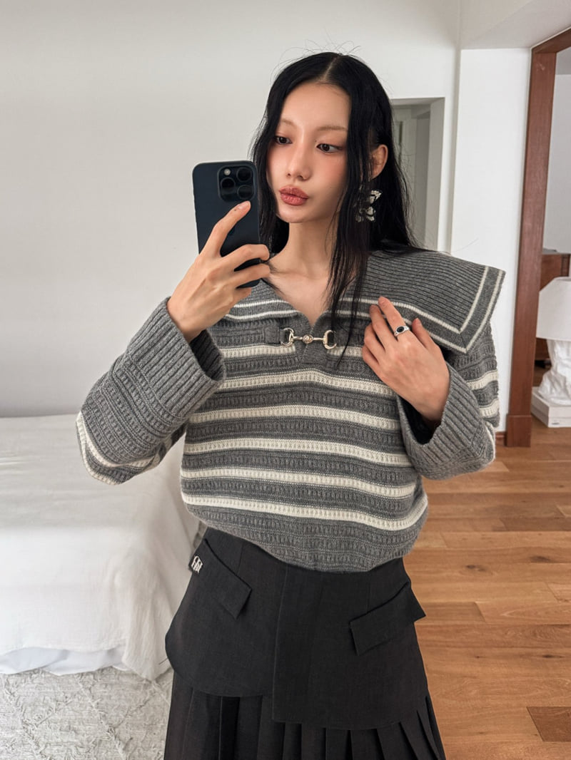 Foundation - Korean Women Fashion - #womensfashion - Urban Sailor Buckle Knit - 11