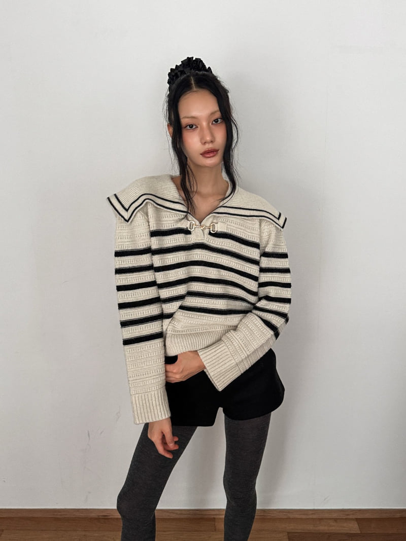 Foundation - Korean Women Fashion - #womensfashion - Urban Sailor Buckle Knit - 7