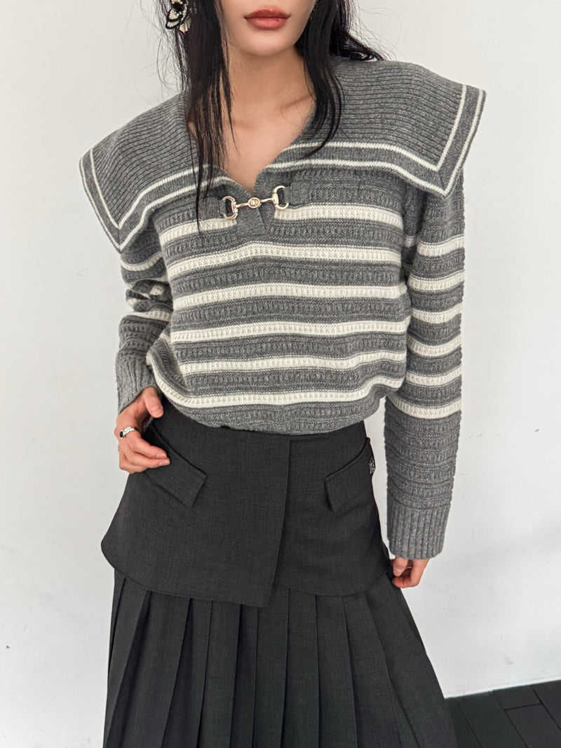 Foundation - Korean Women Fashion - #womensfashion - Urban Sailor Buckle Knit - 9