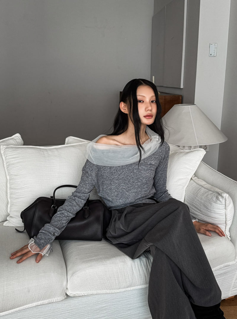 Foundation - Korean Women Fashion - #womensfashion - Mute Mesh Off-Shoulder Tee - 9