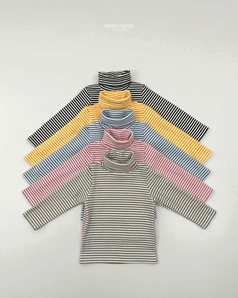 Haro Haro - Korean Children Fashion - #childofig - Crayon Stripe Fleece Turtleneck Tee - 3