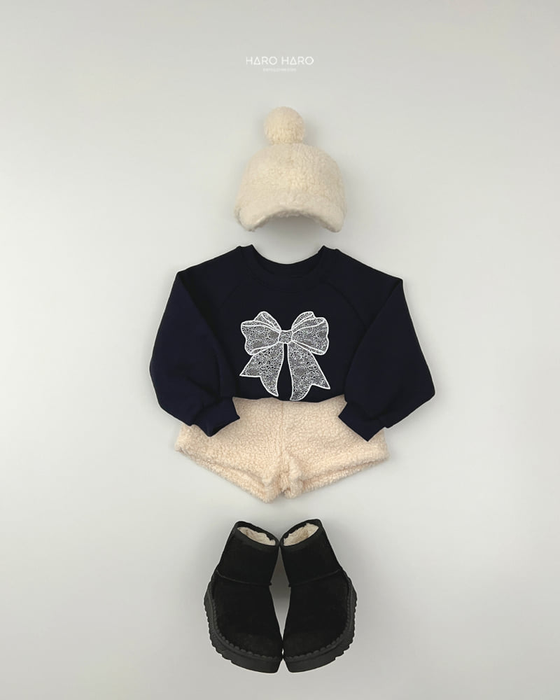 Haro Haro - Korean Children Fashion - #childofig - Lace Ribbon Fleece Sweatshirt - 11