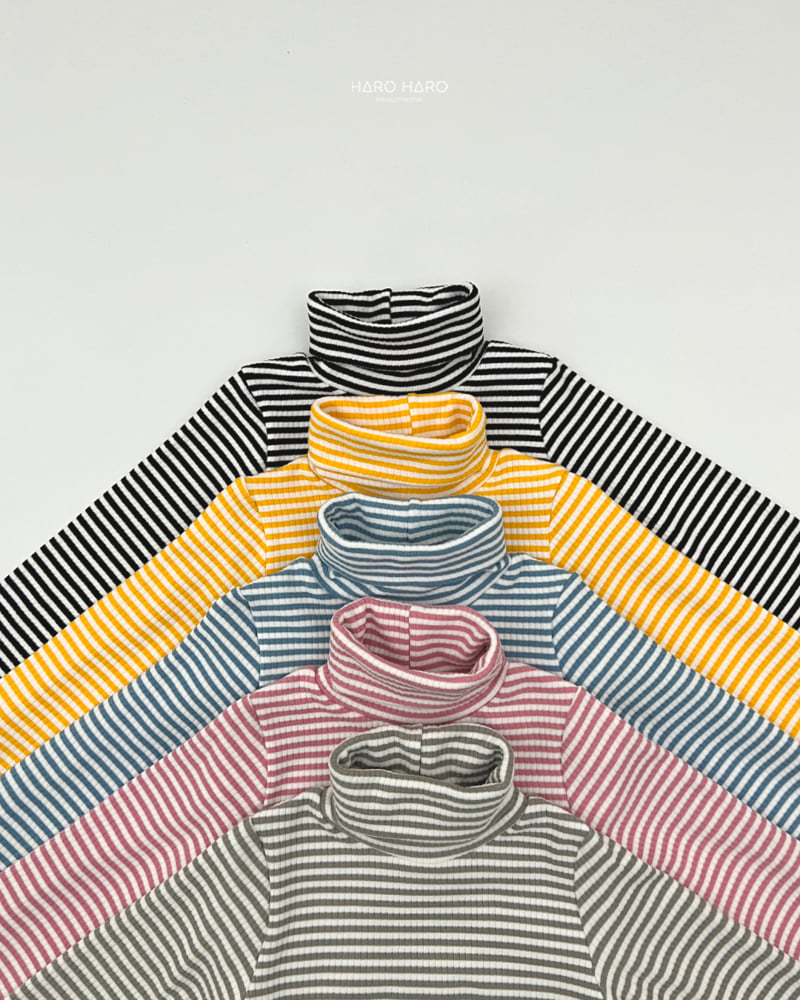 Haro Haro - Korean Children Fashion - #childofig - Crayon Stripe Fleece Turtleneck Tee - 4