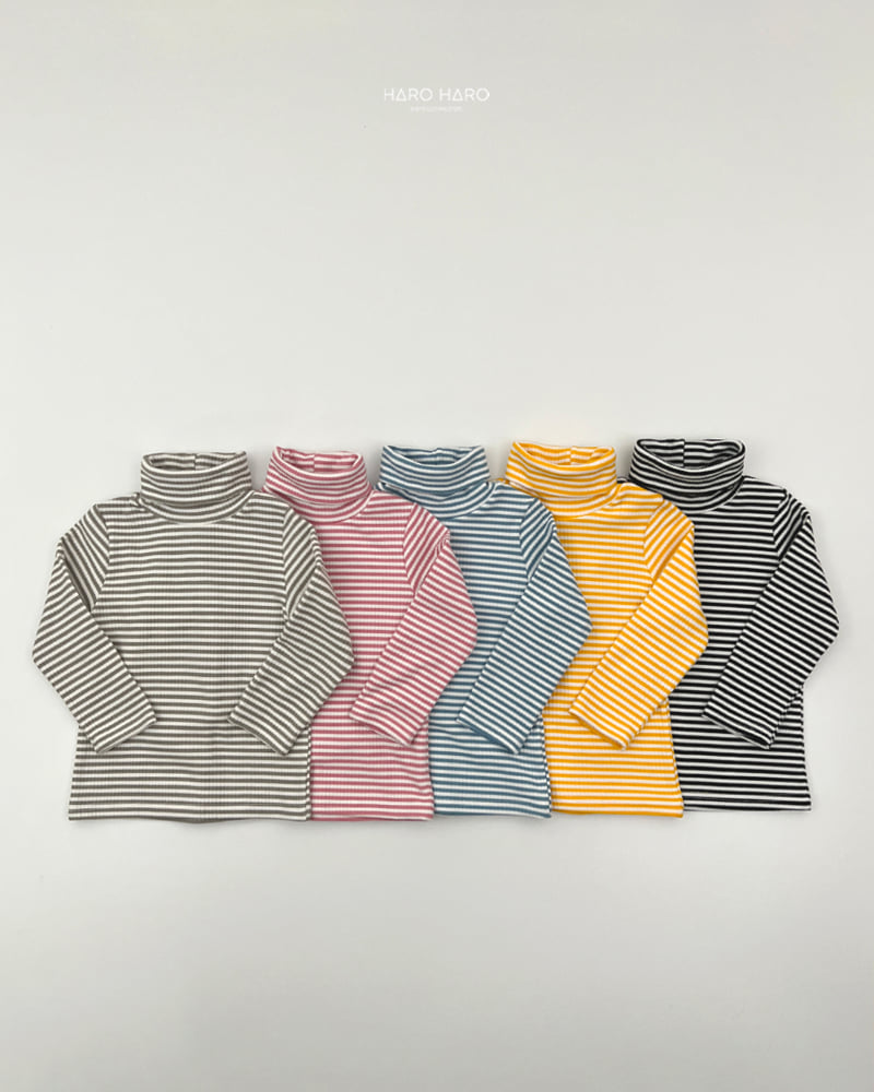 Haro Haro - Korean Children Fashion - #designkidswear - Crayon Stripe Fleece Turtleneck Tee - 5