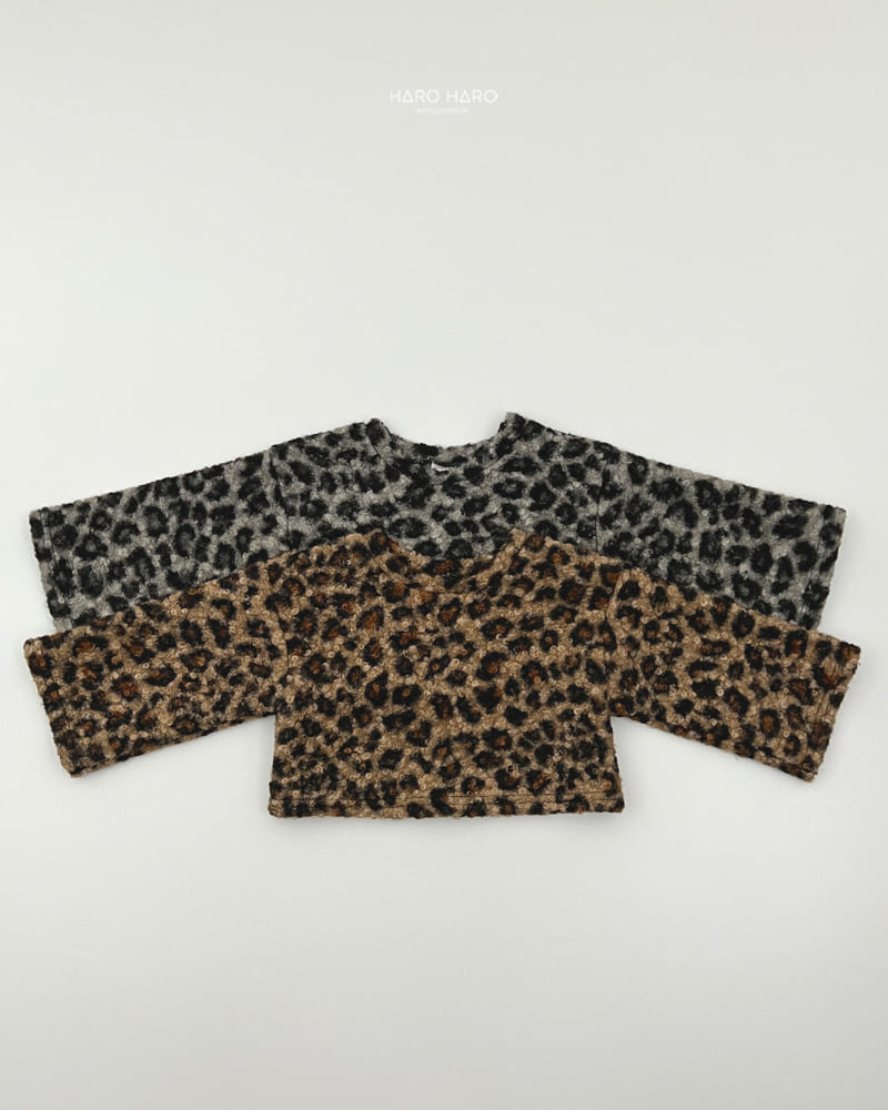 Haro Haro - Korean Children Fashion - #designkidswear - Fuzzy Leopard Crop Tee - 3