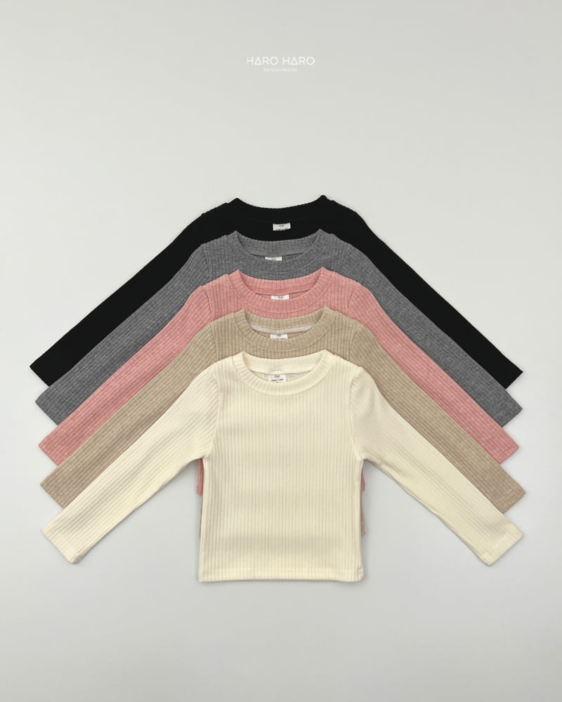 Haro Haro - Korean Children Fashion - #designkidswear - Rose Ribbed Slim Fleece Tee - 3