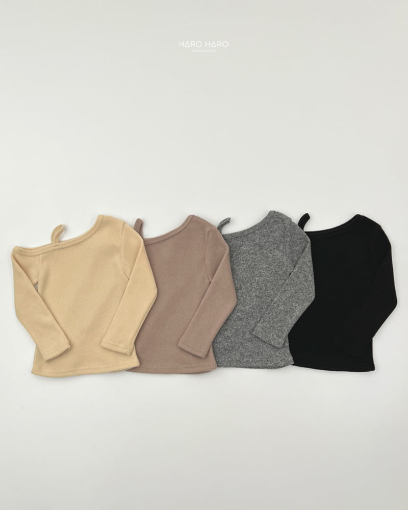 Haro Haro - Korean Children Fashion - #designkidswear - Mihou Fleece Off Shoulder Tee - 5