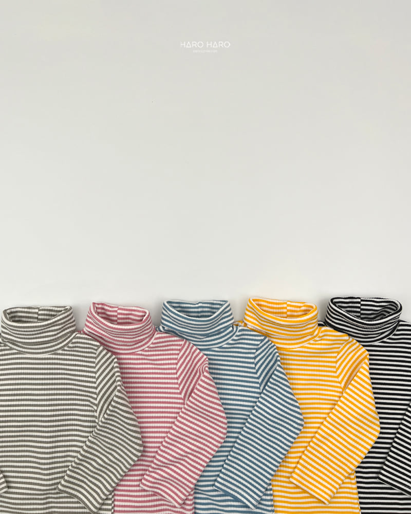 Haro Haro - Korean Children Fashion - #discoveringself - Crayon Stripe Fleece Turtleneck Tee - 6