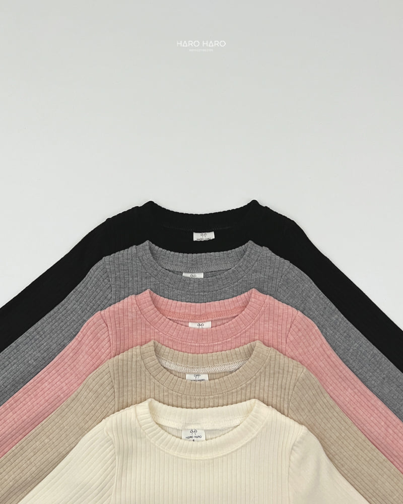 Haro Haro - Korean Children Fashion - #designkidswear - Rose Ribbed Slim Fleece Tee - 4