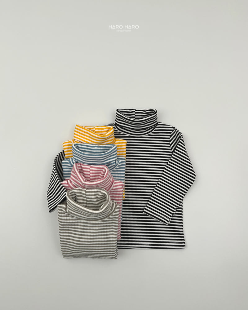 Haro Haro - Korean Children Fashion - #fashionkids - Crayon Stripe Fleece Turtleneck Tee - 7