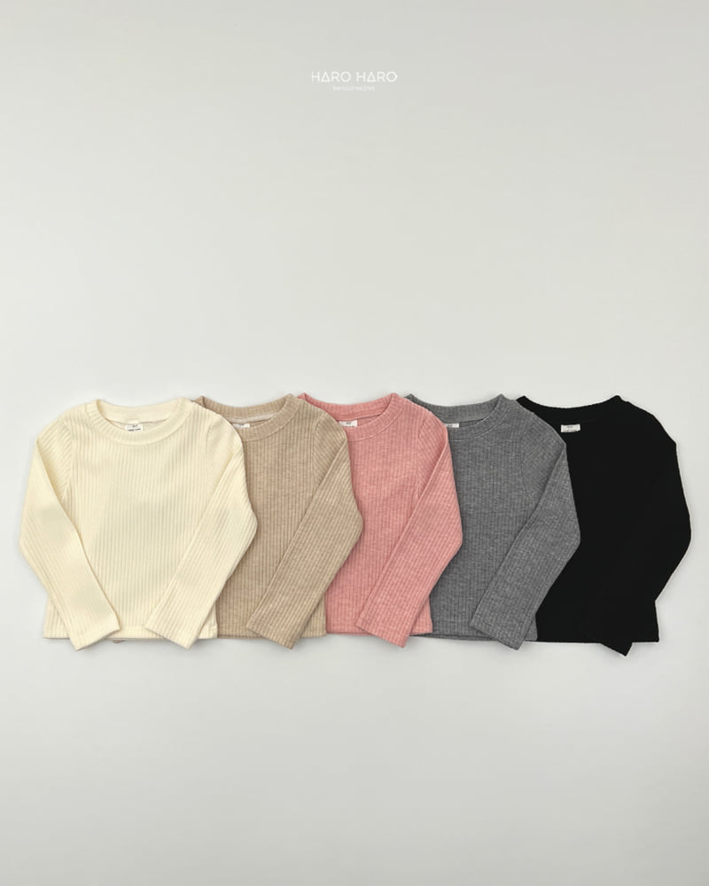Haro Haro - Korean Children Fashion - #fashionkids - Rose Ribbed Slim Fleece Tee - 5