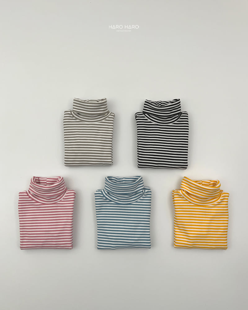 Haro Haro - Korean Children Fashion - #kidsshorts - Crayon Stripe Fleece Turtleneck Tee - 8