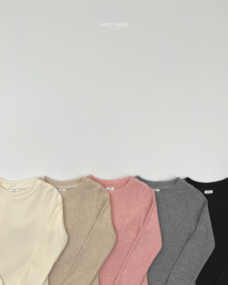 Haro Haro - Korean Children Fashion - #kidsshorts - Rose Ribbed Slim Fleece Tee - 6