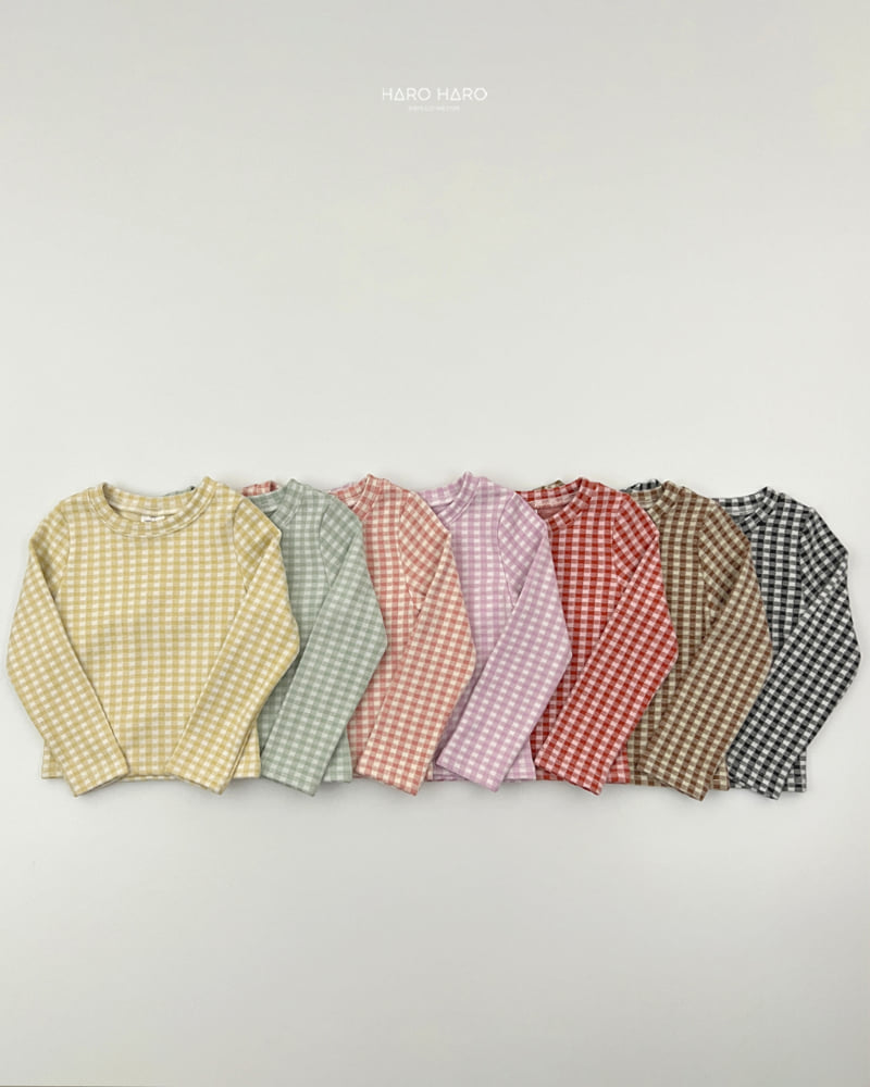Haro Haro - Korean Children Fashion - #kidsshorts - Petite Check Slim Fleece Tee - 5