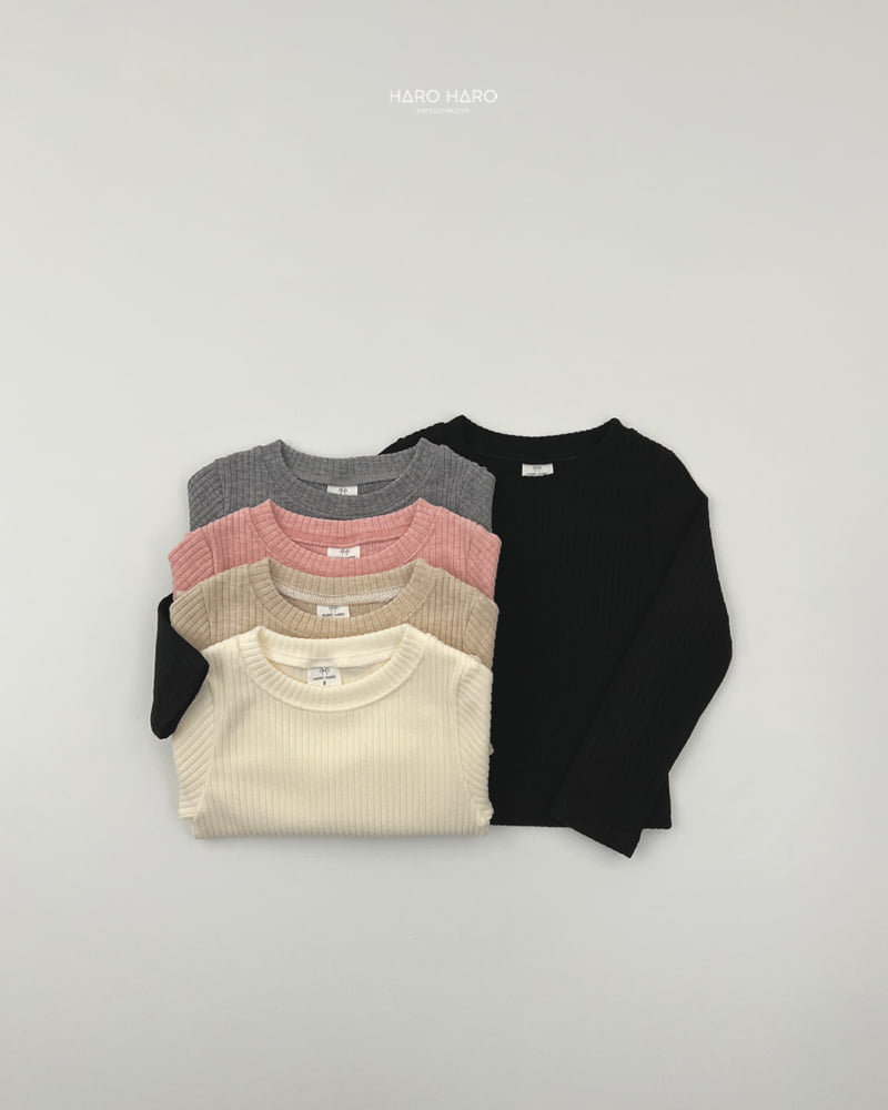 Haro Haro - Korean Children Fashion - #kidsstore - Rose Ribbed Slim Fleece Tee - 7