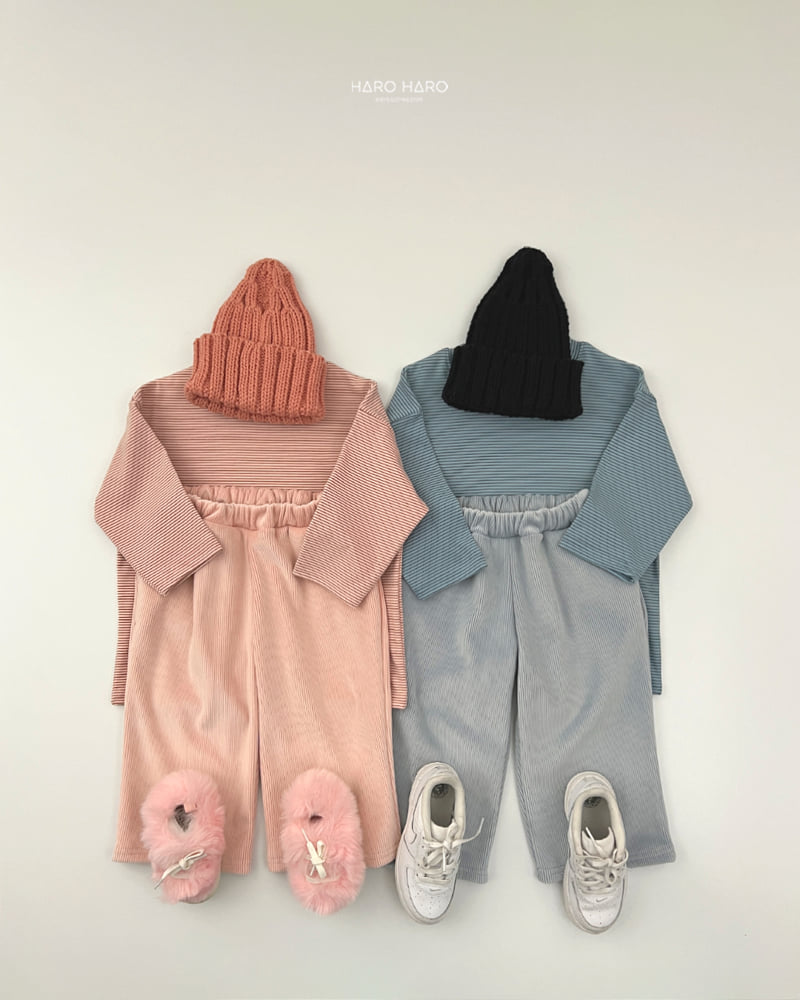 Haro Haro - Korean Children Fashion - #kidsstore - Mink Ribbed Wide Pants - 12