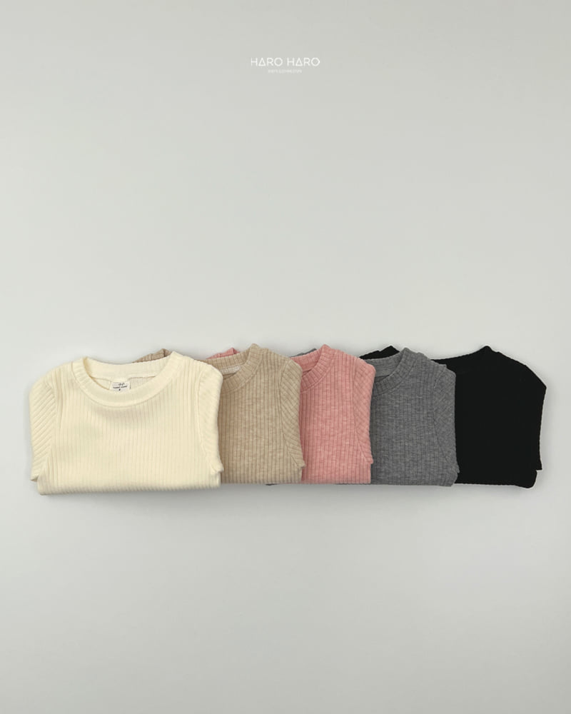 Haro Haro - Korean Children Fashion - #kidzfashiontrend - Rose Ribbed Slim Fleece Tee - 8